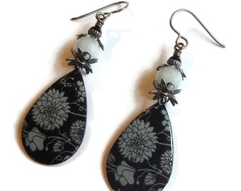 Images in Resin Earrings/ Floral Design Resin Earrings/ E2553