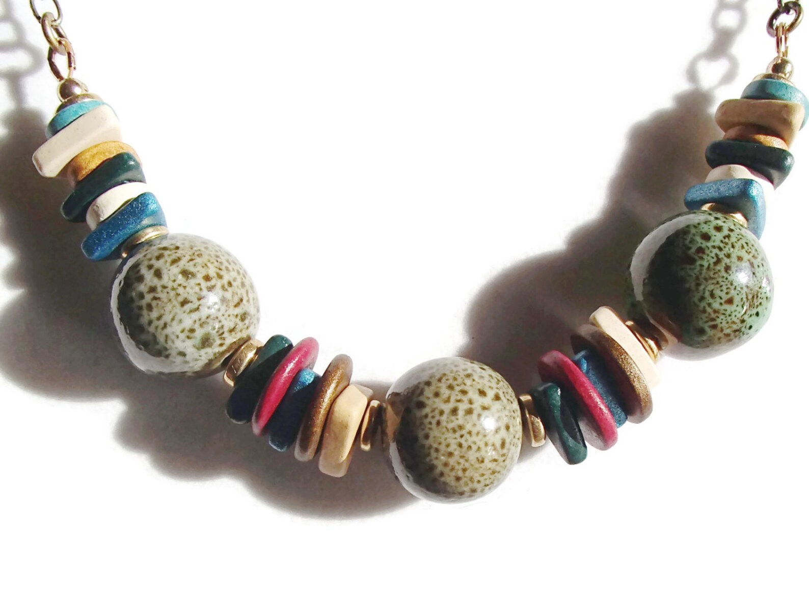 Ceramic Necklace. Large Round Ceramic Bead Necklace. Statement Etsy