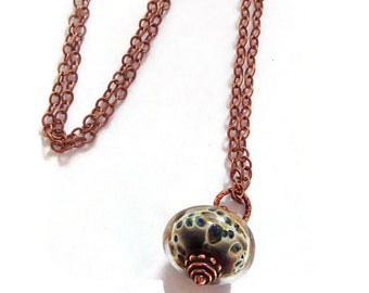 Minimalist Necklace/ Single Lampwork Bead Necklace/ Classic Style/ Bead and Chain Necklace/ N287