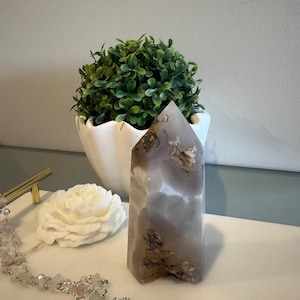 Flower Agate Druzy Tower