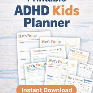 Planificador diario para niños con TDAH / Tabla de concentración, rutina y comportamiento, descarga instantánea
