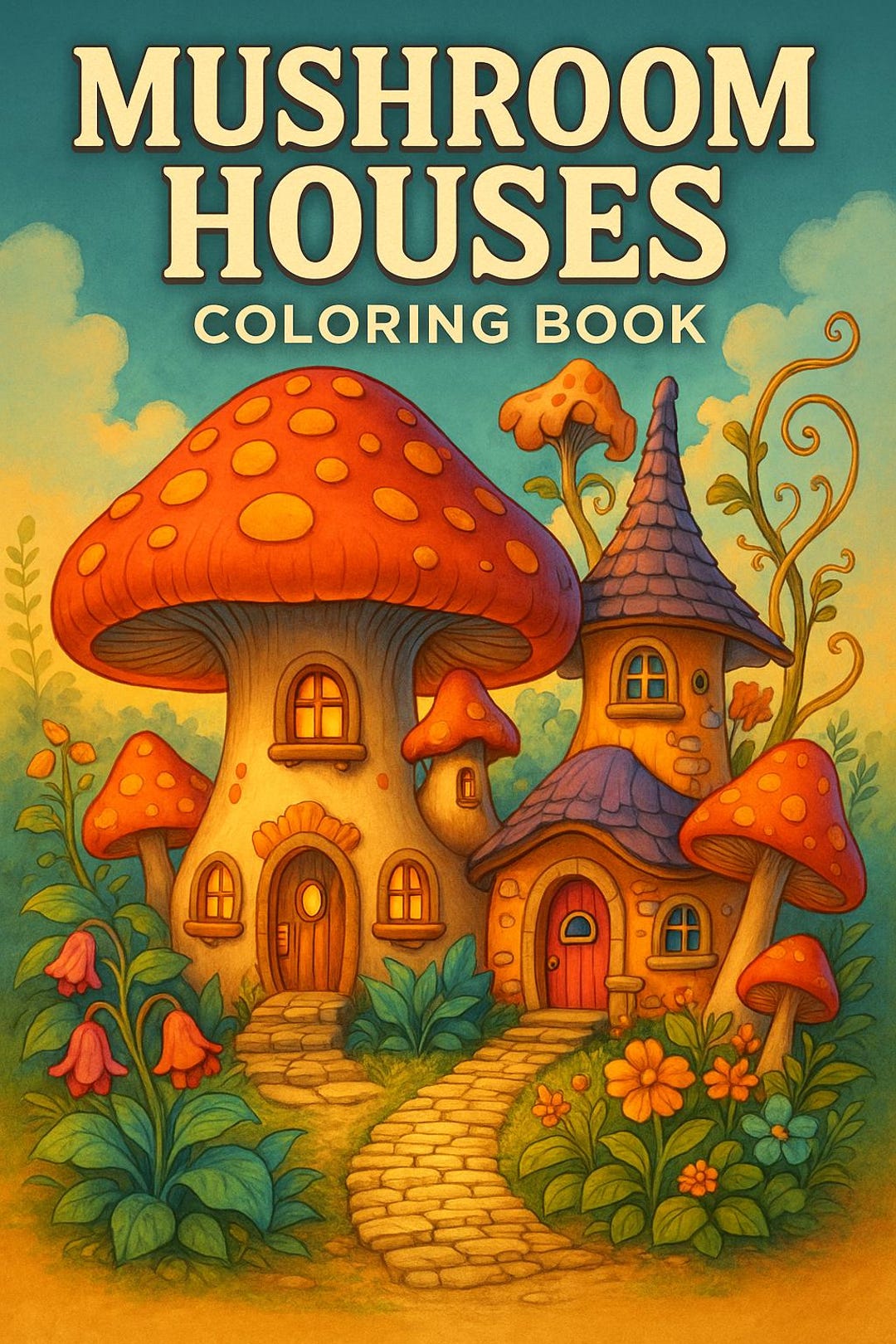 25 Mushroom Houses Coloring Pages Volume 1 Adult Coloring Book Fantasy ...
