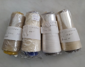 matt linen thread - white, off-white and ecru - 40, 60 and 70 - vintage - 1970's