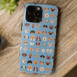 Funda para iPhone con diseño de razas de perros, regalo para mamá perruna, funda resistente para iPhone 14, 15 y 16, un bonito regalo para ella, funda azul