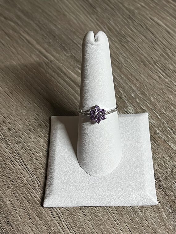 Amethyst Diamond Flower Set Ring - image 5