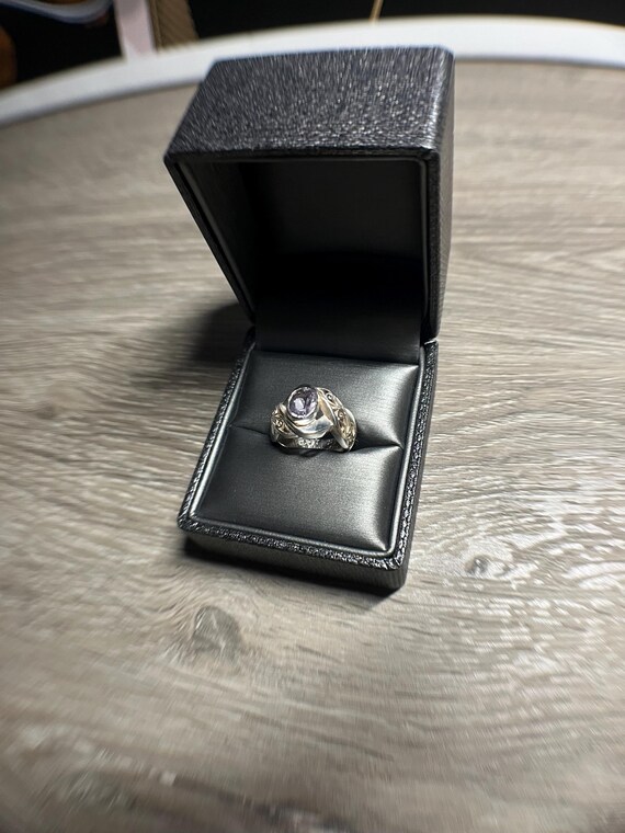 Solitaire Oval Cut Amethyst Ring - image 3