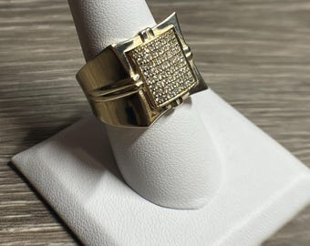 Solid 10k Gold Concave Diamond Ring