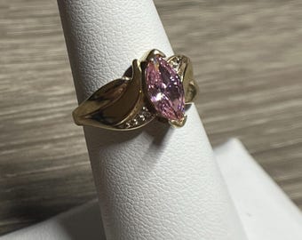 Solid 10k Gold Pink Sapphire Diamond Ring
