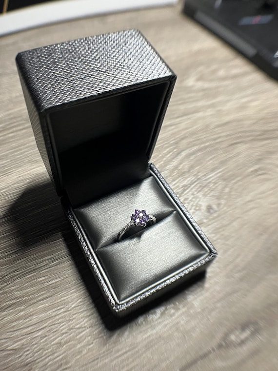 Amethyst Diamond Flower Set Ring - image 4