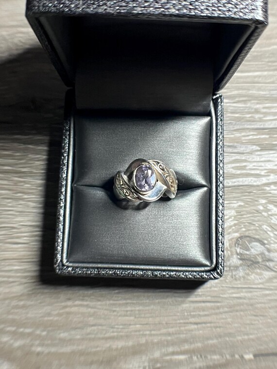 Solitaire Oval Cut Amethyst Ring - image 2