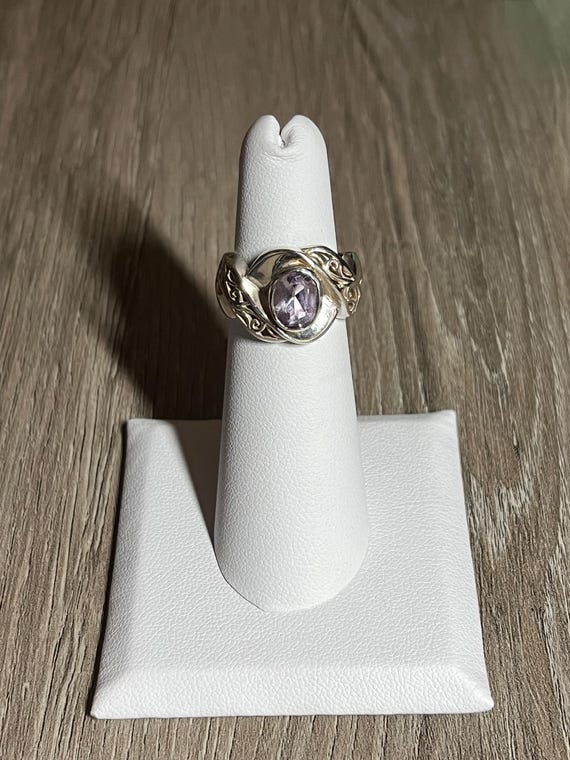 Solitaire Oval Cut Amethyst Ring - image 1