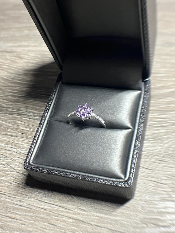 Amethyst Diamond Flower Set Ring - image 3