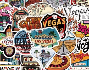 Las Vegas Stickers, Waterproof Vinyl Vegas Travel and Casino Stickers for Laptops, Water Bottles, Journals, Scrapbooks