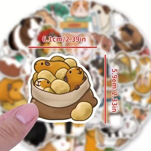Pack d'autocollants mignons pour cochons d'Inde, petits animaux de compagnie kawaii pour cahiers, bouteilles d'eau image 2
