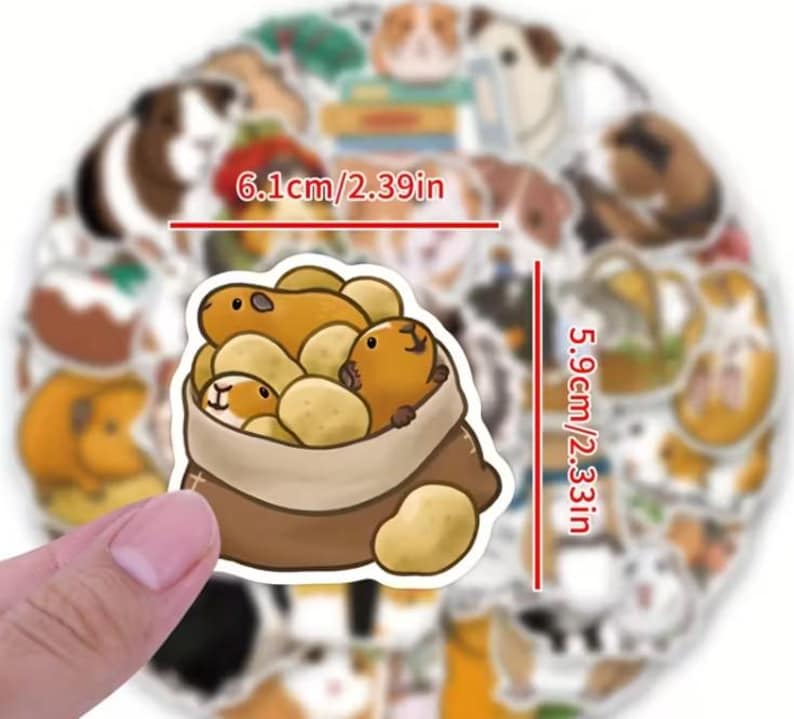 Pack d'autocollants mignons pour cochons d'Inde, petits animaux de compagnie kawaii pour cahiers, bouteilles d'eau image 2
