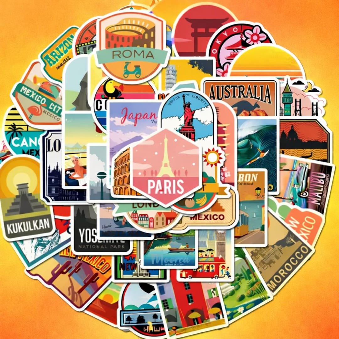 Travel Stickers, Waterproof Vinyl World City and Landmark Stickers for ...