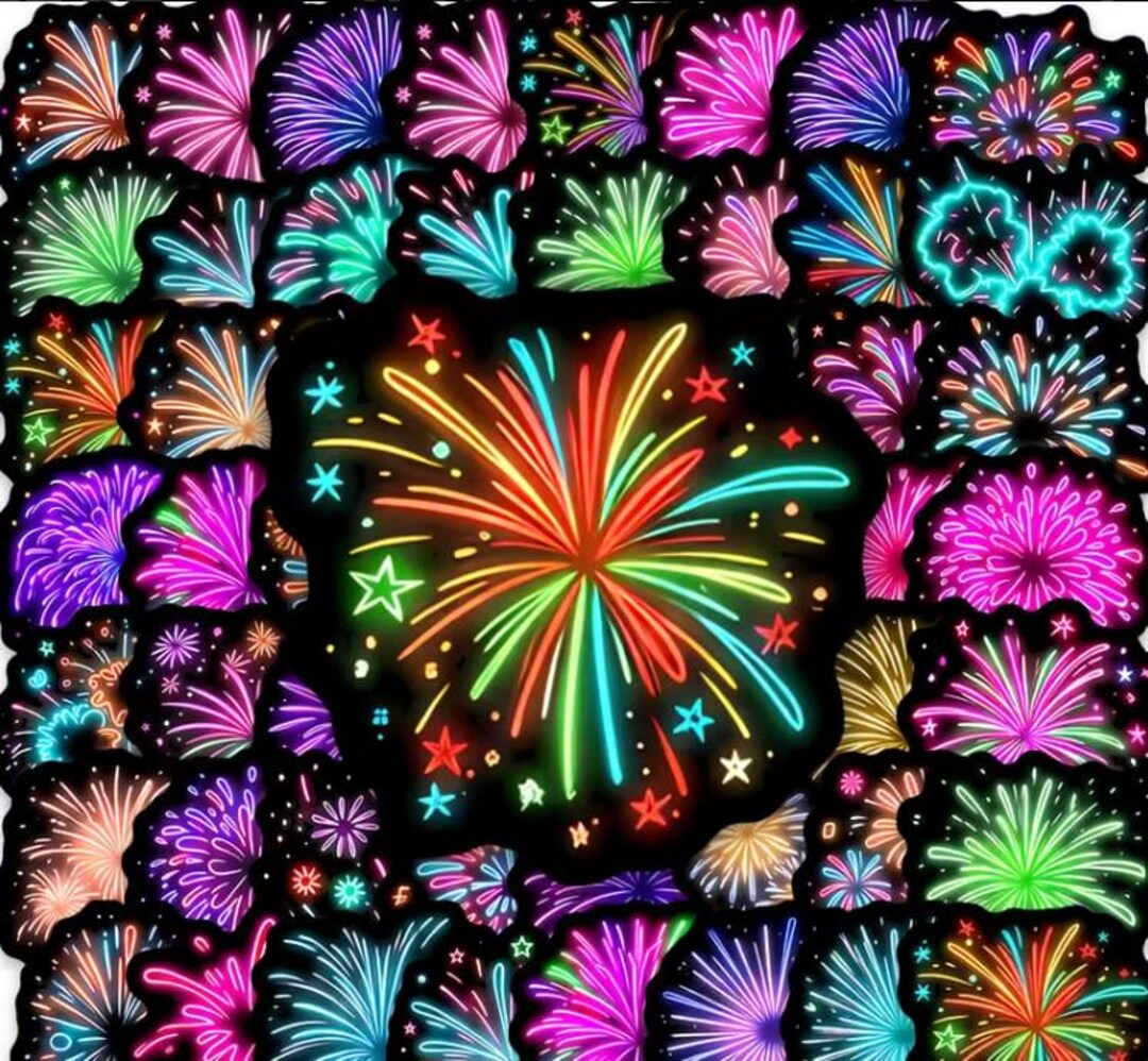 Neon Fireworks Sticker Pack – Glow Style Colorful Firework Vinyl ...