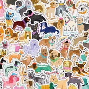 Dog Sticker Pack Watercolor, Dog Breed Stickers, Small Cute Puppy Pet Stickers for Laptop Water Bottle Planner Dog Lover Gift