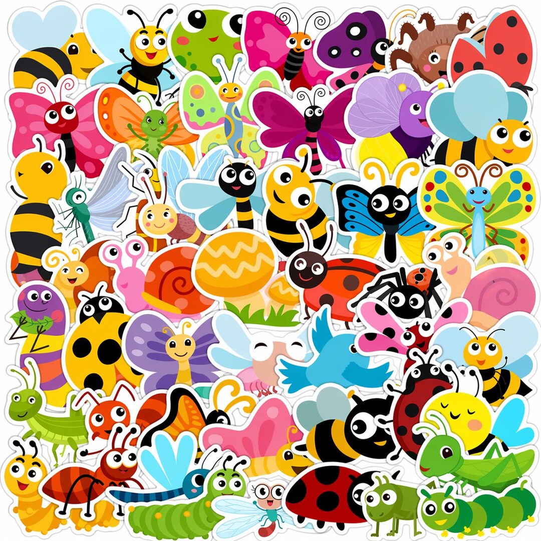 Bug Sticker Cartoon Cute Bug Stickers Pack, Cartoon Insect Stickers for Kids, Classroom ...
