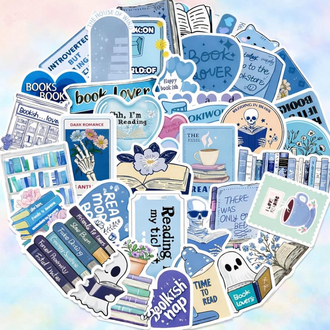 Dark Romance Book Lover Stickers Blue Aesthetic Reading Sticker Pack ...