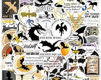 Fantasy Dragon Sticker Pack, Fourth Wing Bookish Reader Stickers, Dragon Lover Gift, Aesthetic Decals for Laptop Water Bottle Journal