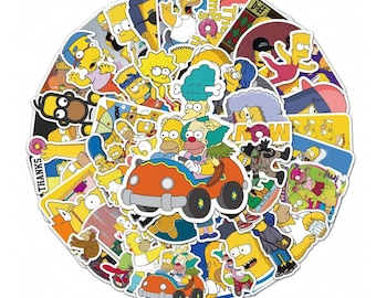 Simpsons Stickers Pack, Waterproof PVC Cartoon Decals for Journals, Planners, Laptops, Water Bottles, Scrapbooks, Pop Culture Gift, Y2K Bart