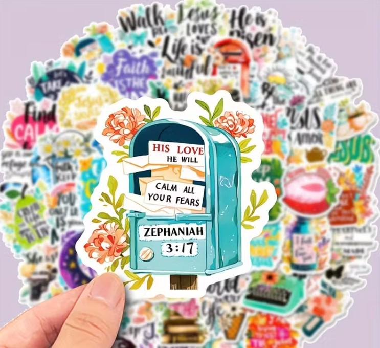 Christian Bible Verse Stickers Pack, Floral Faith Vinyl Decals for ...
