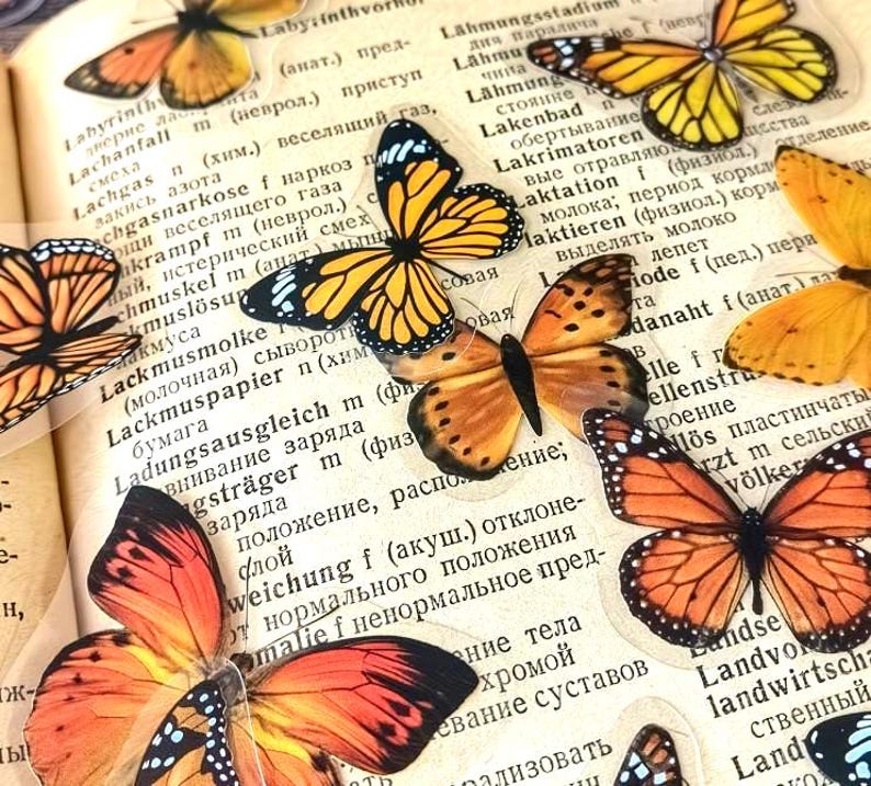 Transparent Amber Butterfly Stickers, Clear Decal Butterfly Sticker ...