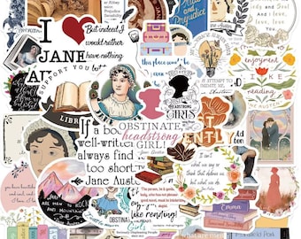 Jane Austen Sticker Pack – Pride and Prejudice Bookish Vinyl Stickers for Journals, Reading Planners, Scrapbooking & Gifts