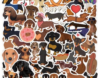 Dachshund Stickers Pack Waterproof, Cute Wiener Dog Stickers Set, Sausage Dog Decals for Laptop Water Bottle Planner Dog Lover Gift