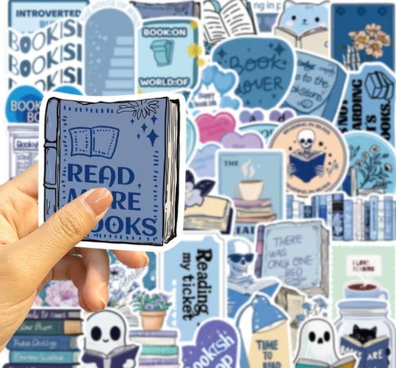 Dark Romance Book Lover Stickers Blue Aesthetic Reading Sticker Pack ...