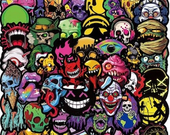 Graffiti Sticker Pack Neon Horror Edgy Street Art Stickers for Laptops Skateboards Water Bottles