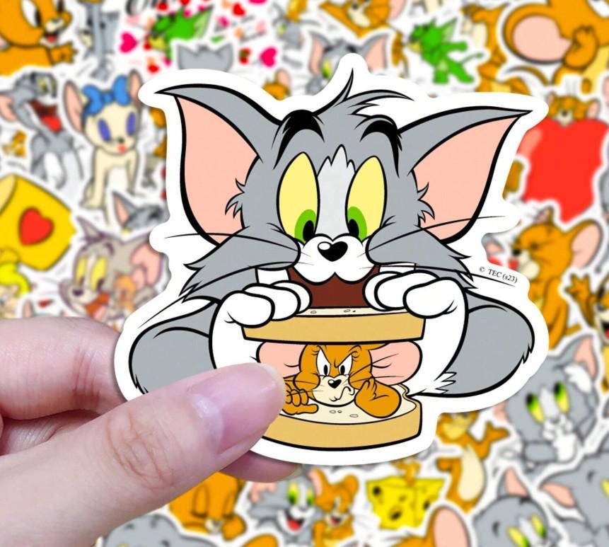 Jerry 2d Sticker Tom and Jerry Stickers Pack, Waterproof PVC Cartoon Decals for Journals ...