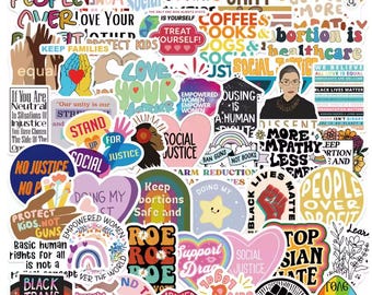 Social Justice Sticker Pack, Feminist LGBTQ Equality Stickers, Activism Human Rights Decals for Laptop Water Bottle Protest Gift