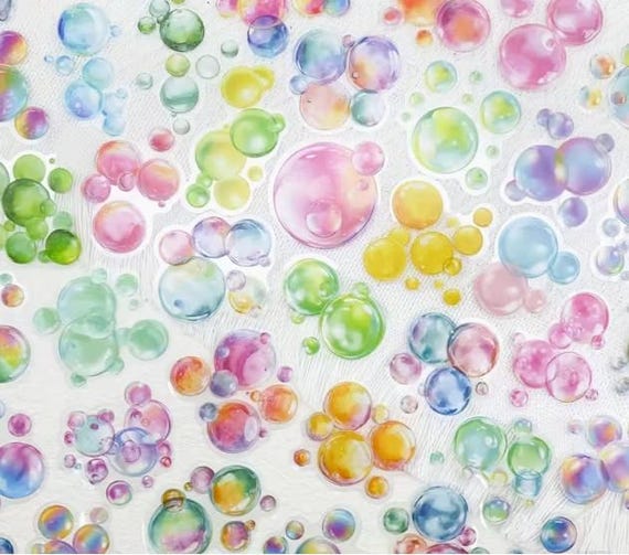 Bubble Sticker Pack, Iridescent Vinyl Decals for Journals Laptops and Water Bottles, Shiny Y2K Aesthetic Rainbow Stickers