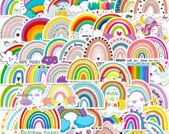 Rainbow Stickers Colorful Cute Rainbow Sticker Pack Happy Rainbow Decals for Journals Planners Laptops Water Bottles