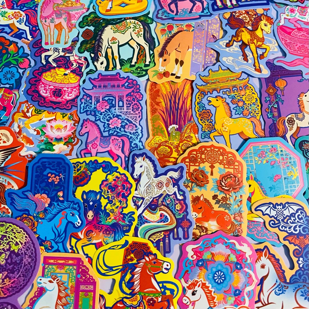 Lunar Horse Stickers, Year of the Horse Luck Chinese Zodiac Vinyl Decal ...