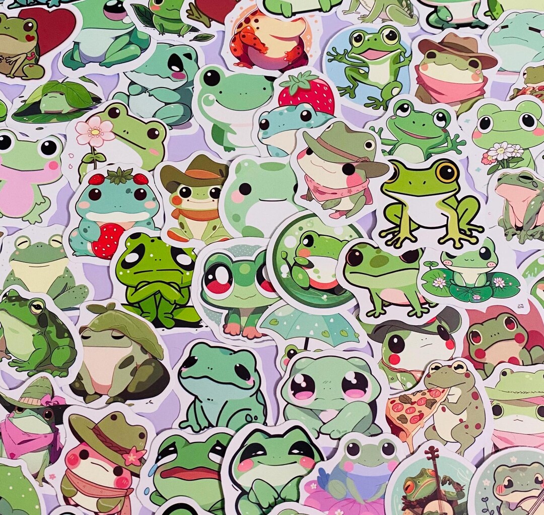 Small Frog Stickers, Waterproof Vinyl Kawaii Cute Frog Sticker Pack ...