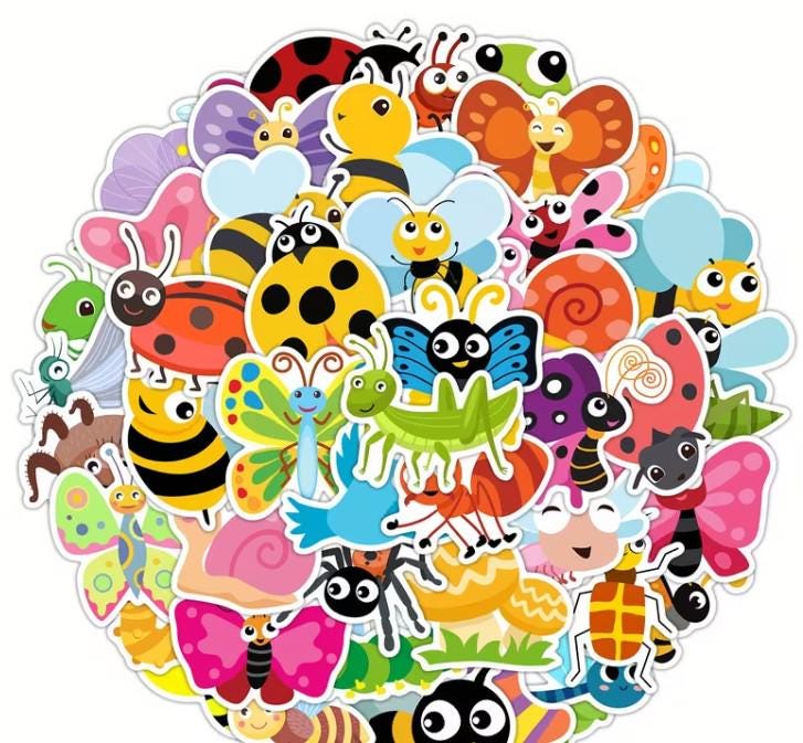 Bug Sticker Cartoon Cute Bug Stickers Pack, Cartoon Insect Stickers for Kids, Classroom ...