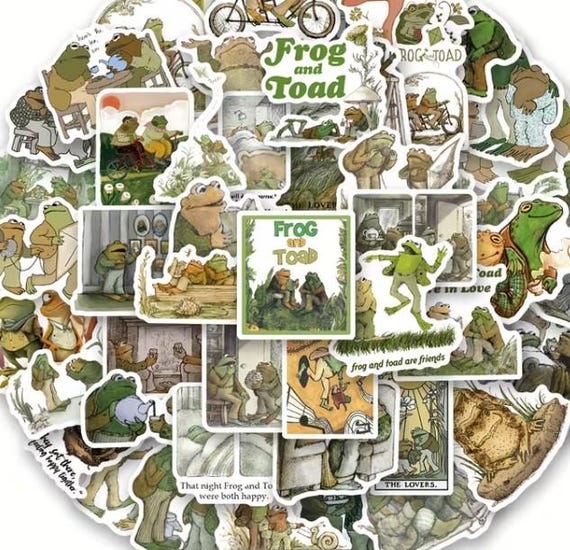 Frog & Toad Storybook Stickers, Cozy Frog Friends Vinyl Stickers for Journals, Planners, Laptops, Water Bottles, Childrens Forest Aesthetic
