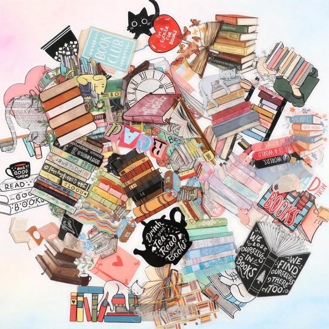 Transparent Book Stickers Reading Sticker Pack Book Lover Journal ...