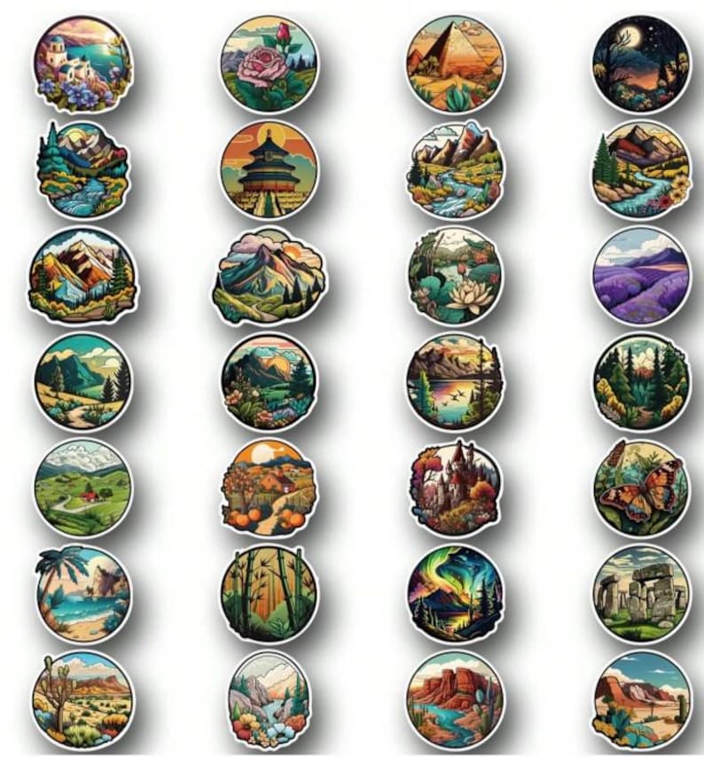 Outdoor Landscape Scenic Stickers Pack, Waterproof PVC Matte Nature ...