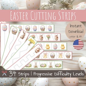 Easter Cutting Strips | Scissor Skills | Spring Cutting Practice for Fine Motor Skills | Preschool & Kindergarten Printable Activity