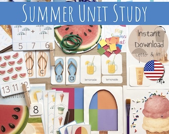 Summer Unit Study | 12 Hands-On Montessori Activities PDF | Language · Math · Fine Motor · Visual Discrimination | Preschool & Kindergarten
