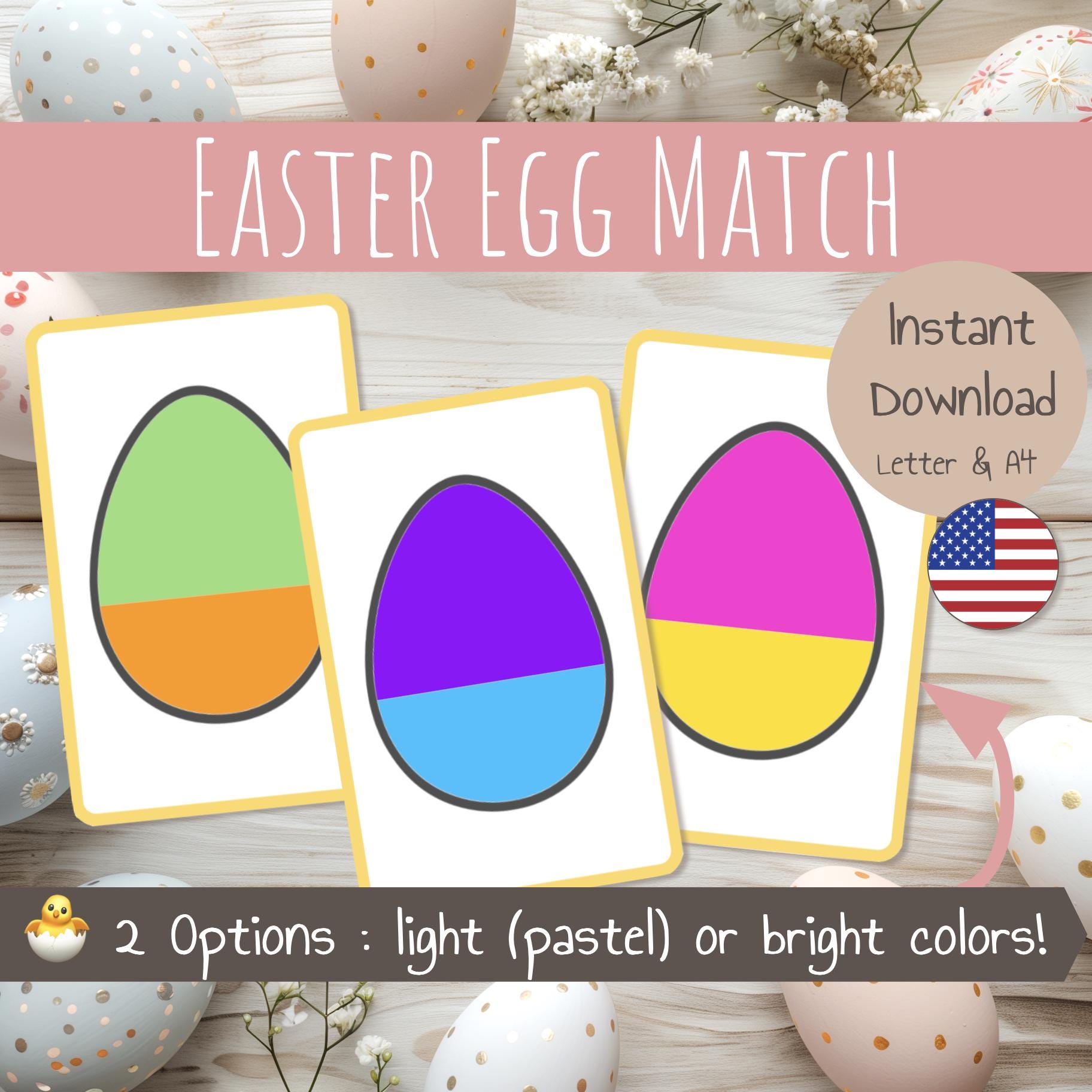 Easter Egg Match | Easter Egg Color Matching Game | Printable Plastic Egg Activity | Preschool & Kindergarten Printable Activity