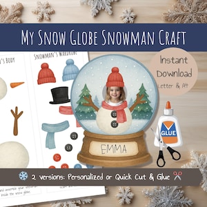 Può includere: Kit fai da te "MY SNOW GLOBE SNOWMAN CRAFT" con un pupazzo di neve in una palla di neve, accessori e il testo "EMMA". Il kit include anche forbici e colla. Offre due versioni: personalizzata o taglia e incolla veloce.