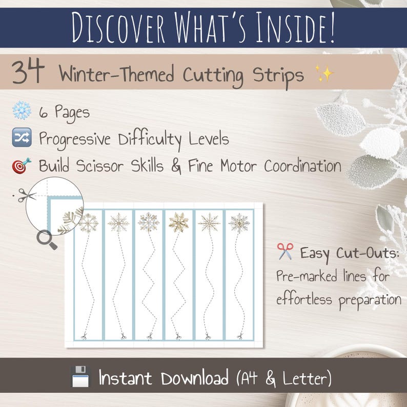 Snowflakes Cutting Strips – Scissor Skills – Winter Cutting Practice ...