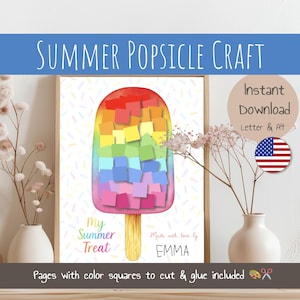 Summer Craft | Popsicle Summer Craft for Kids | Cut & Paste | Summer Keepsake Art Activity | Gift for Parents | Preschool Printable PDF