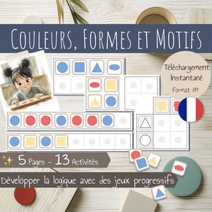 French Pattern Play Kit – Printable Activity – Color and shape matching games - Toddler and Preschool Learning – Montessori-Inspired