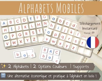 French Montessori Movable Alphabet with Word Building Mats | Uppercase & Lowercase Letters | Montessori inspired | Printable